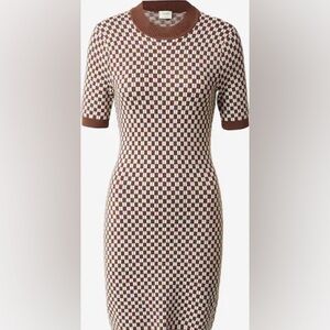 Abercrombie & Fitch Checkered Mini Sweater Dress Size S | Brown/White